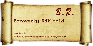 Borovszky Rátold névjegykártya